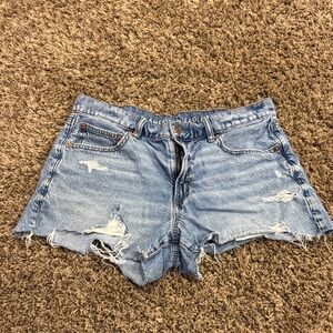 American Eagle Outfitters Light Blue Ripped Jean Shorts
